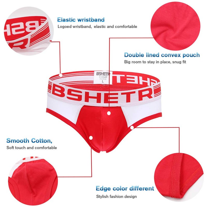 BSHETR Men's Underwear Briefs 3-Pack Cotton Low Rise Multi Color Soft Underpant (Multi(3-Pack), Medium 28"-30",71cm-76cm) - Image 5